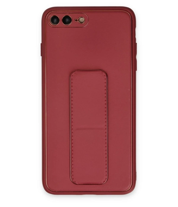 Newface iPhone 7 Plus Kılıf Coco Deri Standlı Kapak - Fuşya