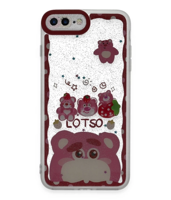 Newface iPhone 7 Plus Kılıf Sweet Desenli Silikon Kapak - Pembe