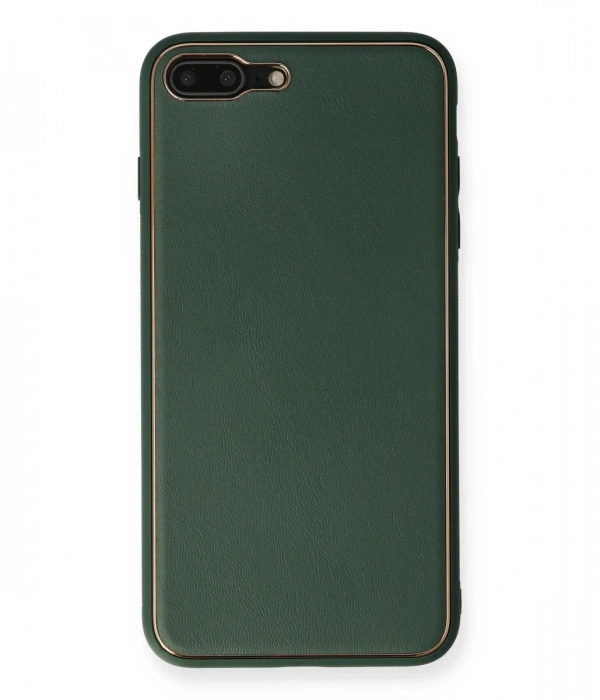 Newface iPhone 8 Plus Kılıf Coco Deri Silikon Kapak - Yeşil