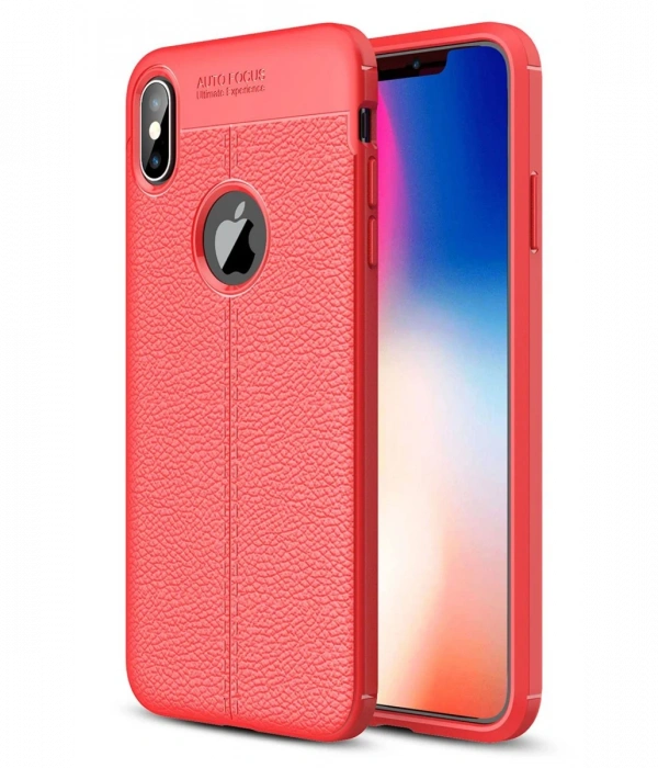 Newface iPhone X Kılıf Auto Focus Kapak - Kırmızı