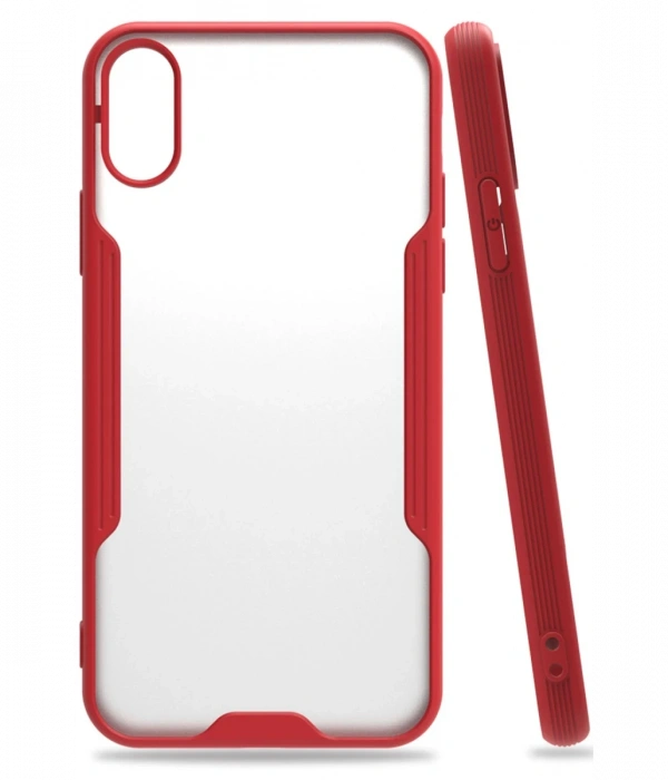 Newface iPhone X Kılıf Platin Silikon - Kırmızı