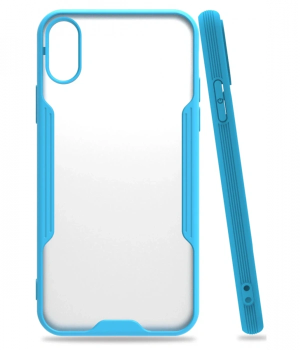 Newface iPhone X Kılıf Platin Silikon - Mavi