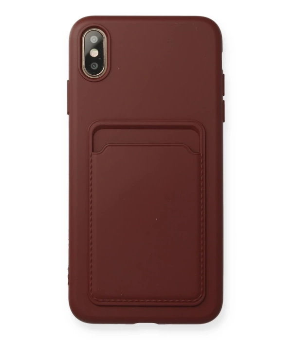 Newface iPhone XS Max Kılıf Kelvin Kartvizitli Silikon - Bordo