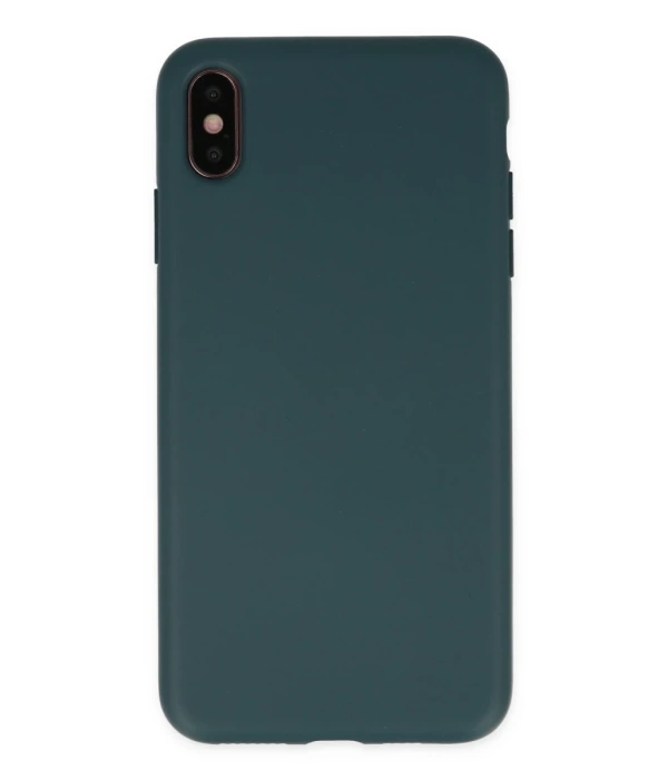 Newface iPhone XS Max Kılıf Nano içi Kadife Silikon - Koyu Yeşil