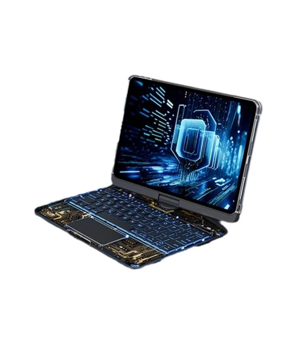 Newface JP11 iPad Pro 11 (2022) Kılıf Vales Dönen Ledli Klavyeli Tablet Kılıfı - Siyah