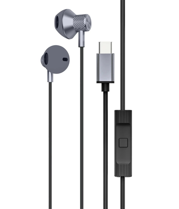 Newface LS-730 1.2M iPhone 15 Serisi ile Uyumlu Type-C Kablolu Kulaklık - Gri