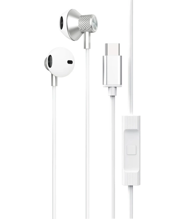 Newface LS-730 1.2M iPhone 15 Serisi ile Uyumlu Type-C Kablolu Kulaklık - Gümüş