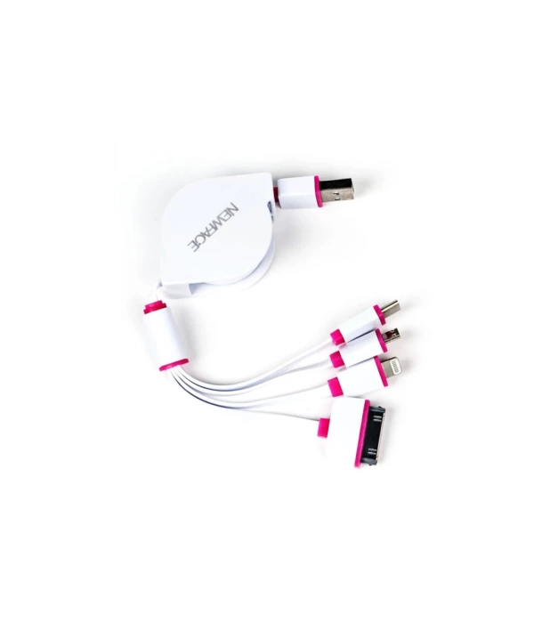 Newface Makaralı 4in1 USB Kablo - Pembe