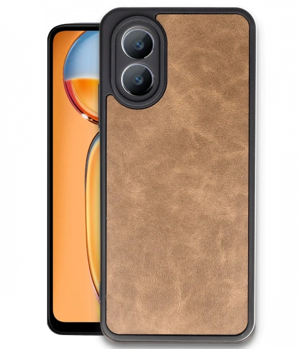 Newface Oppo A38 Kılıf Aras Deri Kapak - Taba