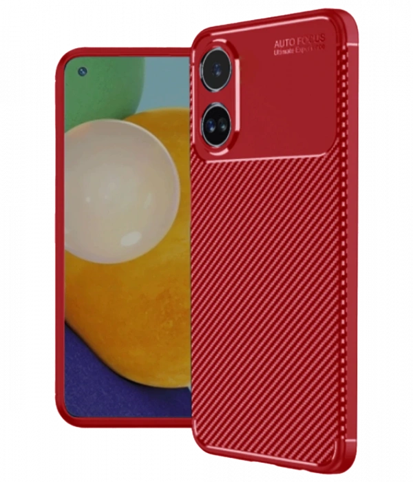 Newface Oppo A38 Kılıf Auto Focus Karbon Kapak - Kırmızı