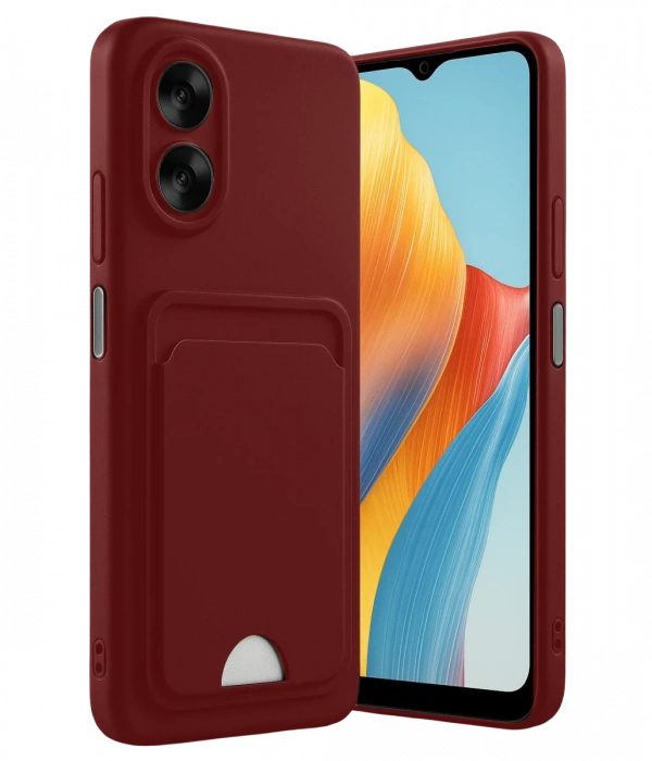 Joy Tekno Oppo A38 Kılıf Kelvin Kartvizitli Silikon - Bordo