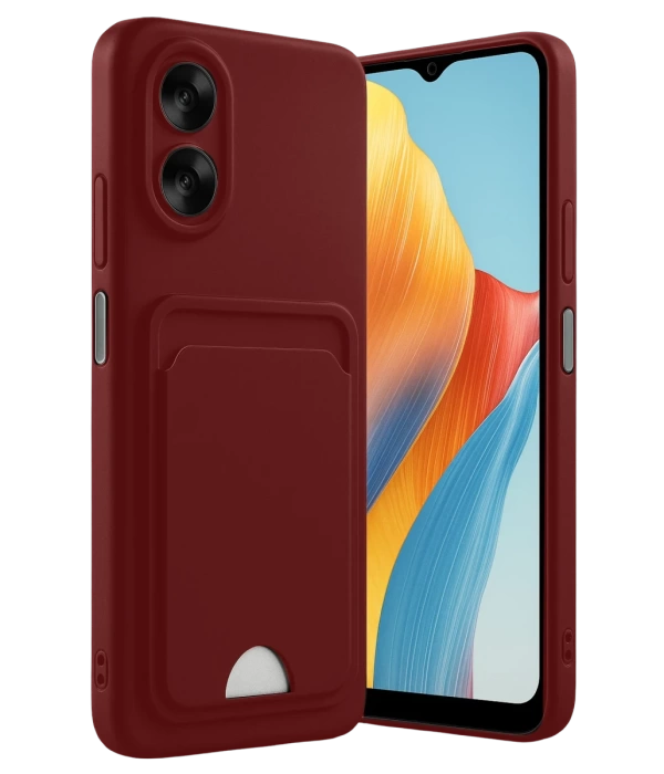 Newface Oppo A38 Kılıf Kelvin Kartvizitli Silikon - Bordo