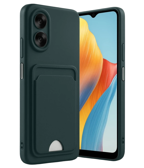 Newface Oppo A38 Kılıf Kelvin Kartvizitli Silikon - Koyu Yeşil