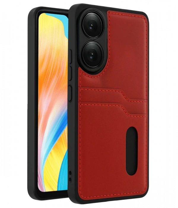 Joy Tekno Oppo A38 Sara Kartvizitli Deri Kılıf