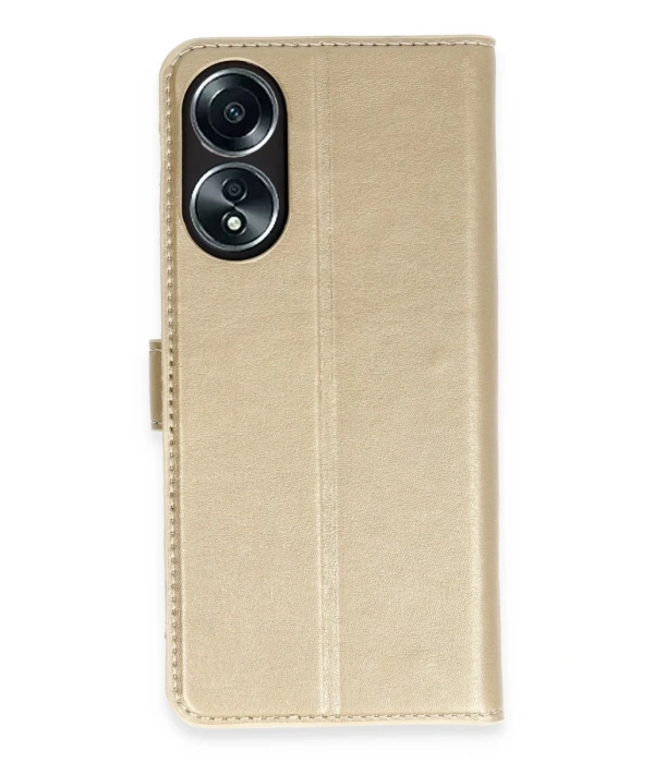 Newface Oppo A58 Kılıf Trend S Plus Kapaklı Kılıf - Gold