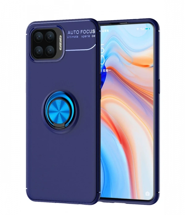 Oppo A73 Kılıf Range Yüzüklü Silikon - Mavi