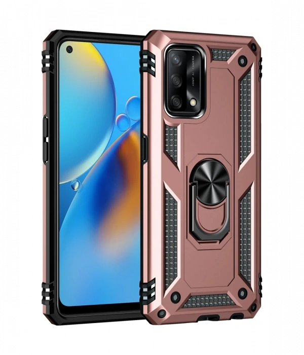 Newface Oppo A74 4G Kılıf Sofya Yüzüklü Silikon Kapak - Rose