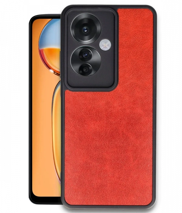 Newface Oppo Reno 11F Kılıf Aras Deri Kapak - Kırmızı