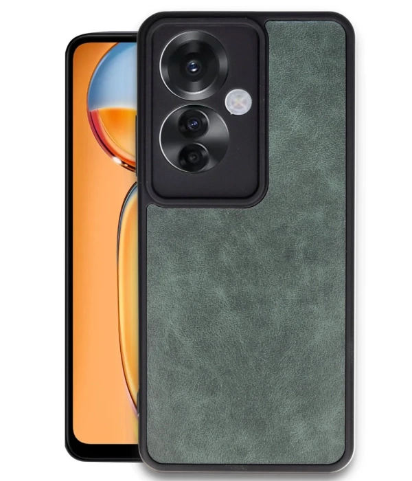 Newface Oppo Reno 11F Kılıf Aras Deri Kapak - Koyu Yeşil