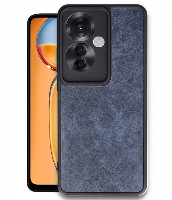Newface Oppo Reno 11F Kılıf Aras Deri Kapak - Lacivert