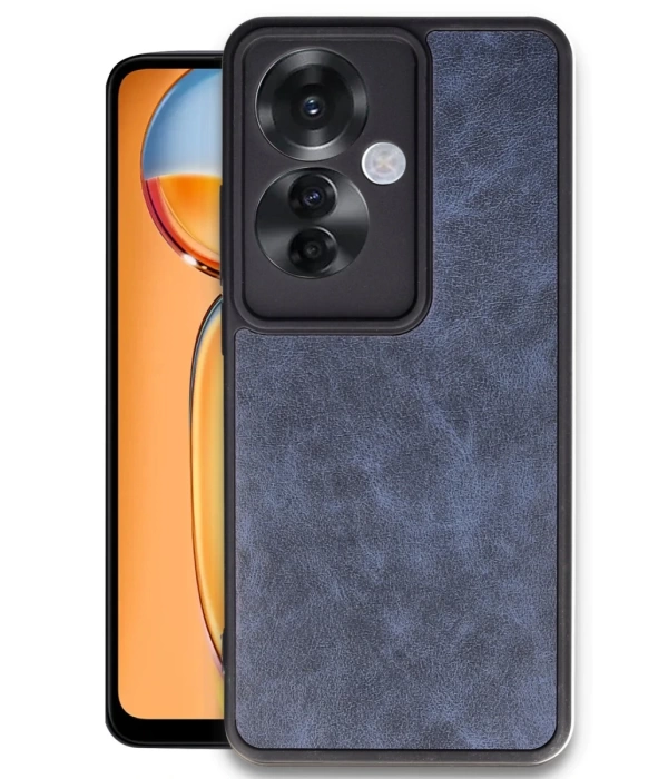 Newface Oppo Reno 11F Kılıf Aras Deri Kapak - Lacivert