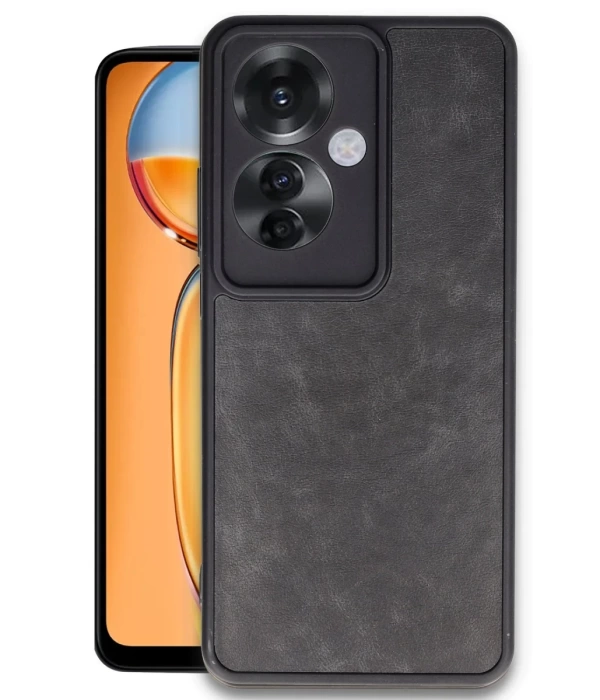 Newface Oppo Reno 11F Kılıf Aras Deri Kapak - Siyah