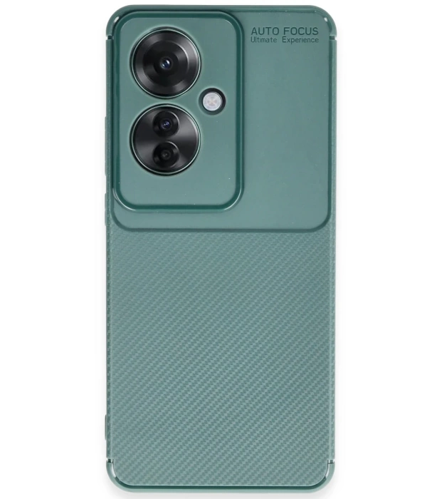 Newface Oppo Reno 11F Kılıf Auto Focus Karbon Kapak - Koyu Yeşil