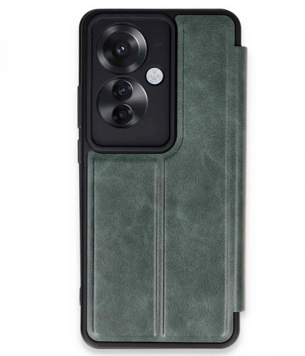 Newface Oppo Reno 11F Kılıf Flip Cover - Koyu Yeşil