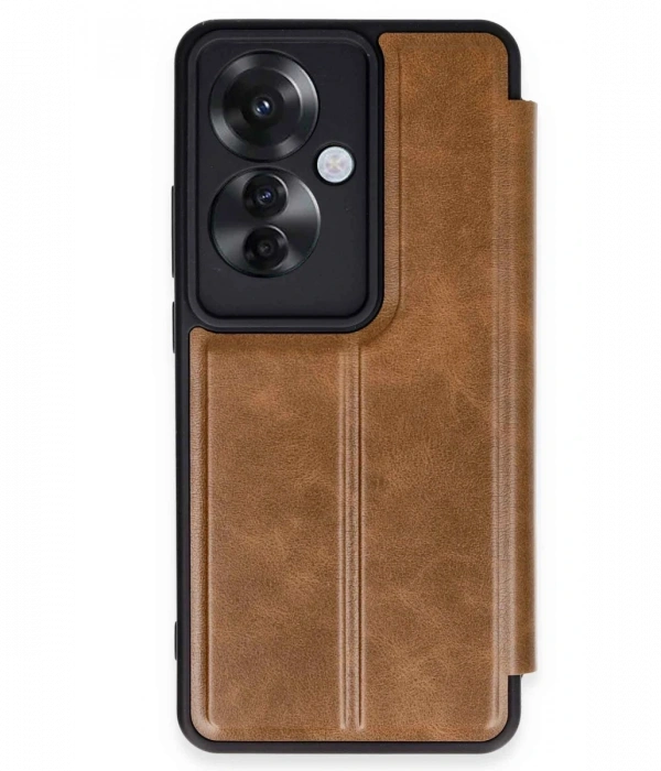 Newface Oppo Reno 11F Kılıf Flip Cover - Taba