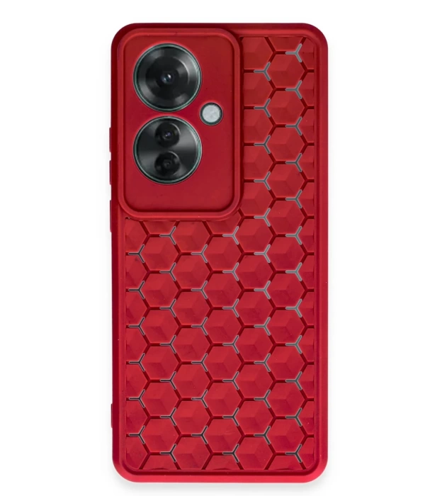Newface Oppo Reno 11F Kılıf Petek Silikon Kapak - Kırmızı