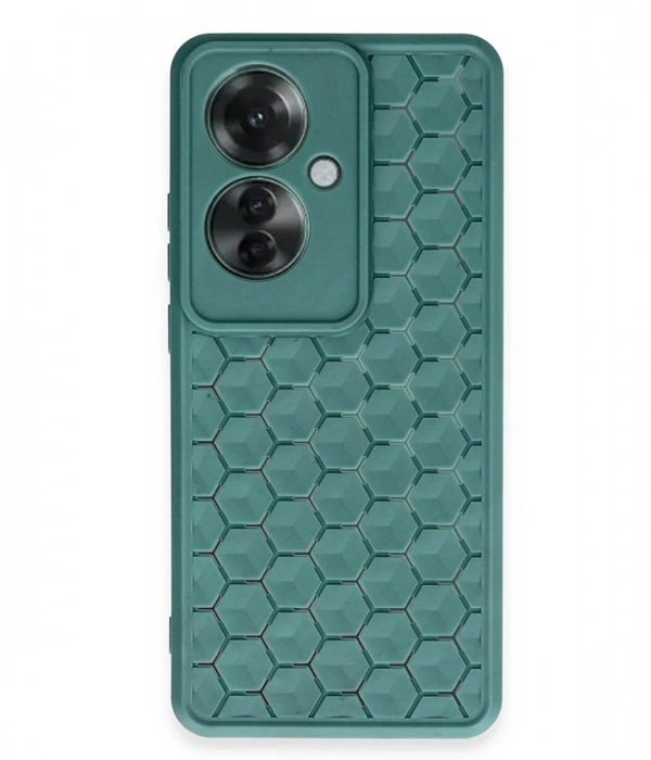 Newface Oppo Reno 11F Kılıf Petek Silikon Kapak - Koyu Yeşil