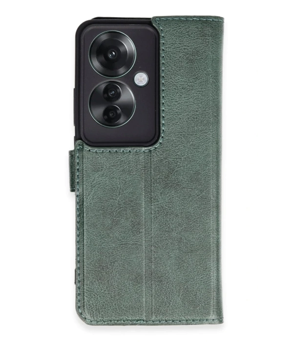 Newface Oppo Reno 11F Kılıf Trend S Plus Kapaklı Kılıf - Yeşil