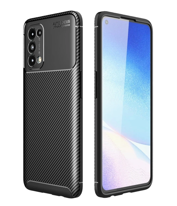 Newface Oppo Reno 5 Kılıf Auto Focus Karbon Kapak