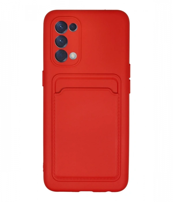 Newface Oppo Reno 5 Kılıf Kelvin Kartvizitli Silikon - Kırmızı