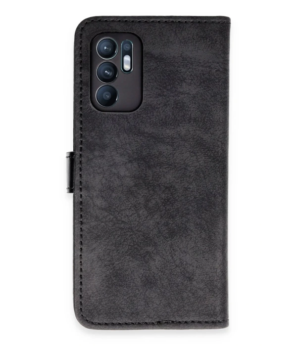 Newface Oppo Reno 6 Kılıf Trend S Plus Kapaklı Kılıf - Siyah