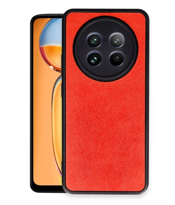 Newface Realme 12 5G Kılıf Aras Deri Kapak - Kırmızı