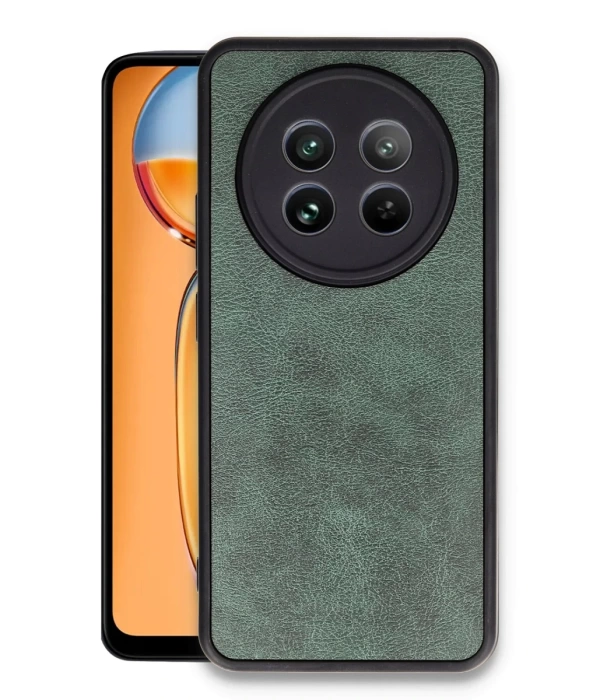 Newface Realme 12 5G Kılıf Aras Deri Kapak - Koyu Yeşil