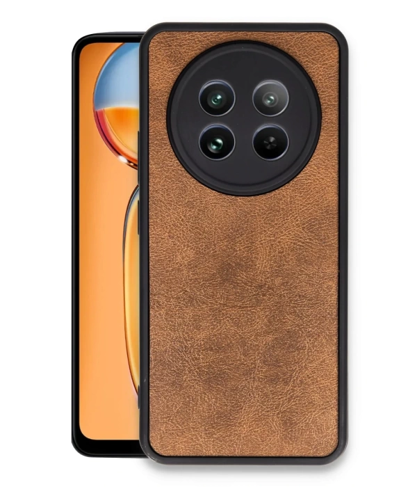 Newface Realme 12 5G Kılıf Aras Deri Kapak - Taba