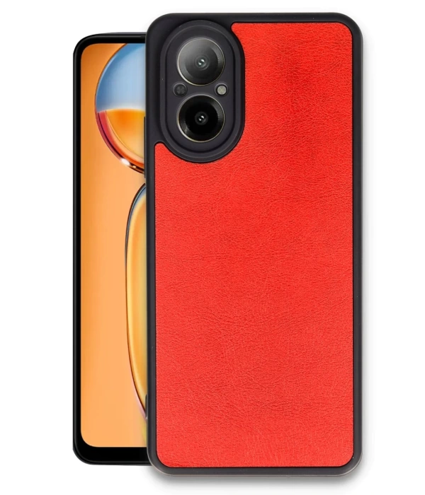 Newface Realme 12 Lite Kılıf Aras Deri Kapak - Kırmızı