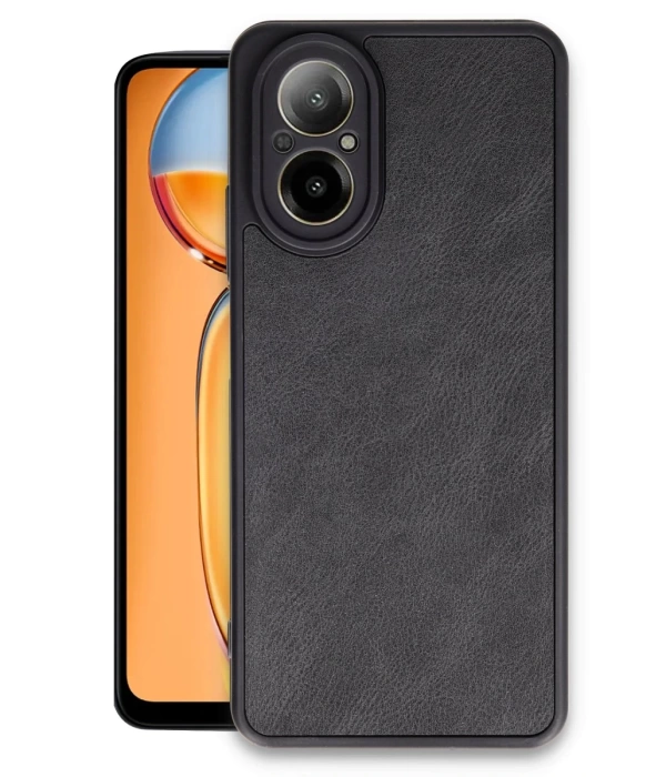 Newface Realme 12 Lite Kılıf Aras Deri Kapak - Siyah
