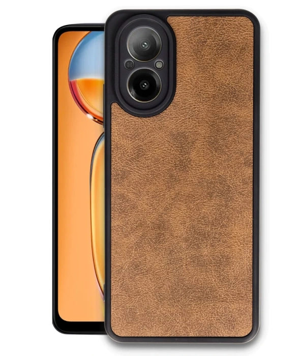 Newface Realme 12 Lite Kılıf Aras Deri Kapak - Taba