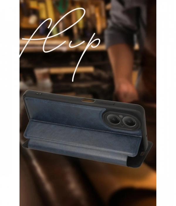 Newface Realme 12 Lite Kılıf Flip Cover - Koyu Yeşil