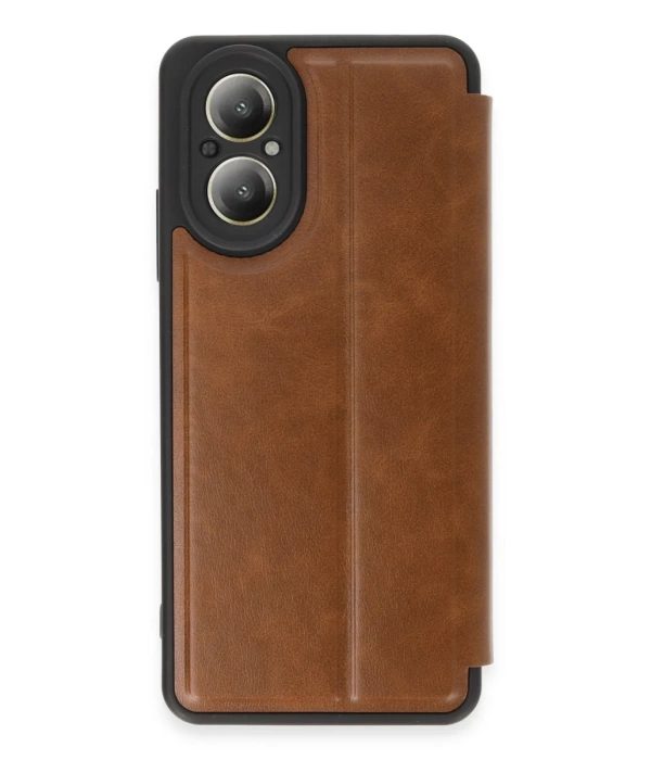 Newface Realme 12 Lite Kılıf Flip Cover - Taba