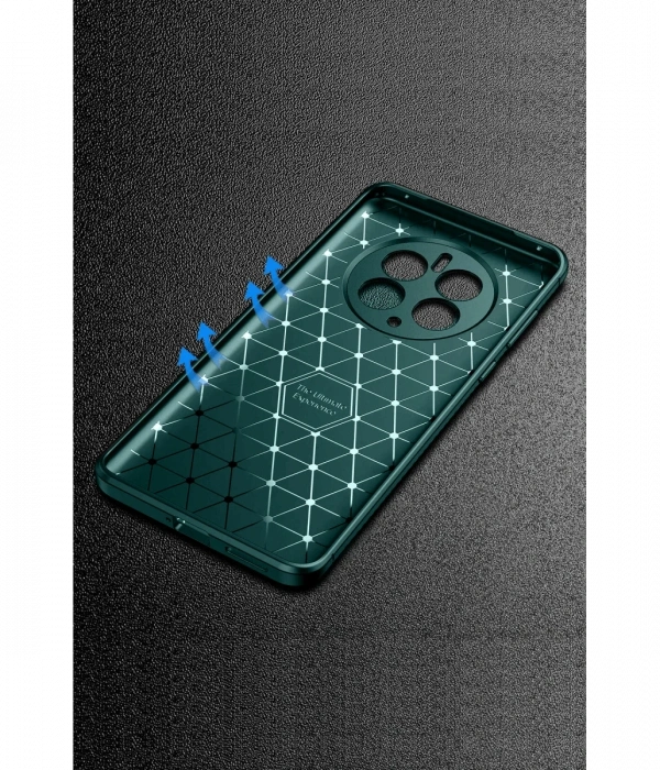 Newface Realme 12 Pro Plus Kılıf Auto Focus Karbon Kapak - Koyu Yeşil
