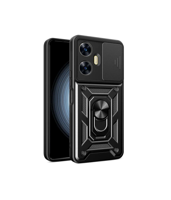 Newface Realme C55 Kılıf Pars Lens Yüzüklü Silikon