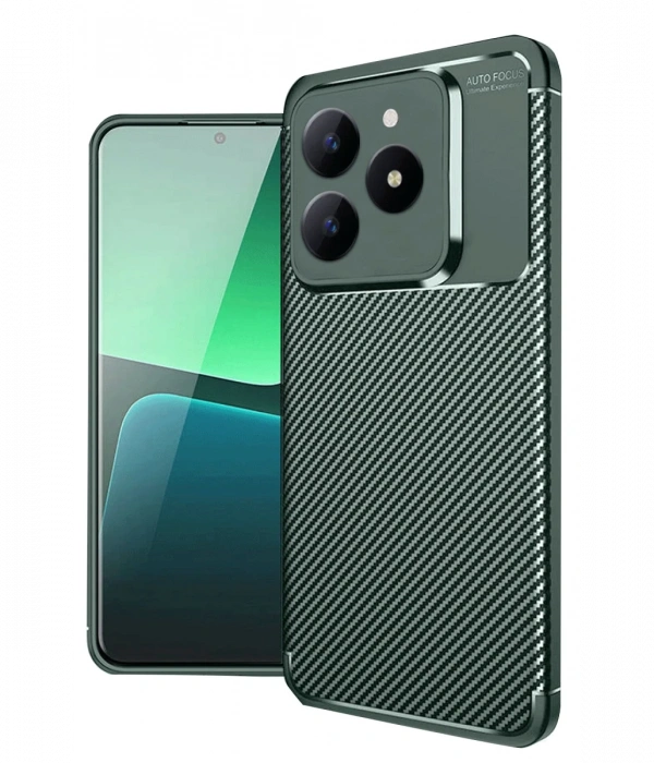 Newface Realme C61 Kılıf Auto Focus Karbon Kapak - Koyu Yeşil