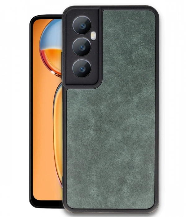 Newface Realme C65 Kılıf Aras Deri Kapak - Koyu Yeşil