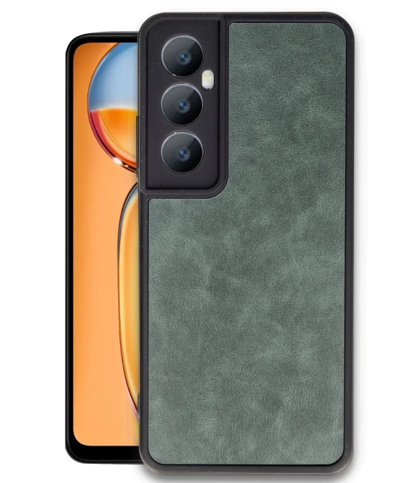 Newface Realme C65 Kılıf Aras Deri Kapak - Koyu Yeşil