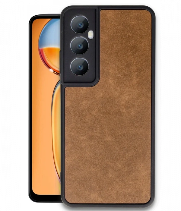 Newface Realme C65 Kılıf Aras Deri Kapak - Taba
