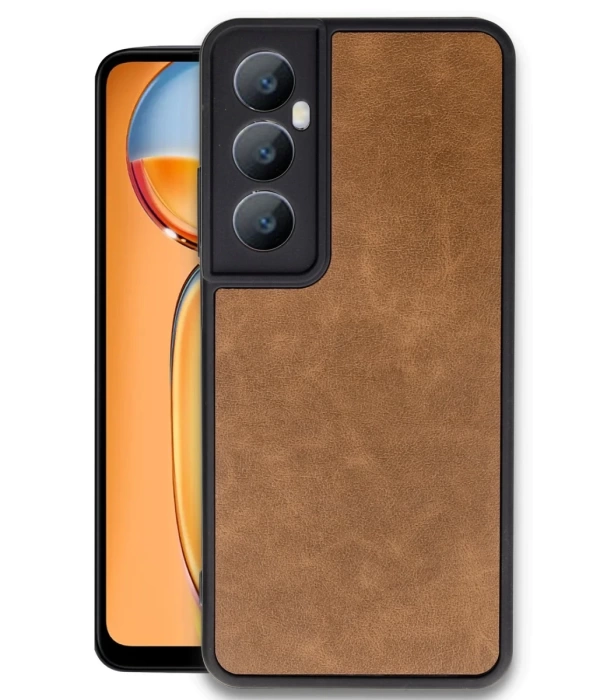 Newface Realme C65 Kılıf Aras Deri Kapak - Taba